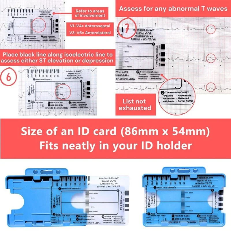 ECG 7 Step Ruler, ECG 7 Step Ruler For ECG/EKG Interpretation, Rapid And Quick Cardiac Analysis And Measurement Tool