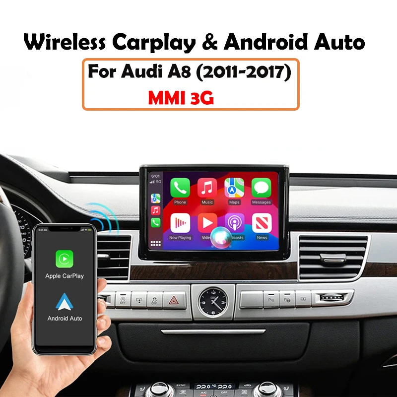 

Wireless Carplay Android Auto interface For Audi A8 A8L S8 RS8 D4 MMI 3G Mirror Link AirPlay Reverse image box Plug and Play