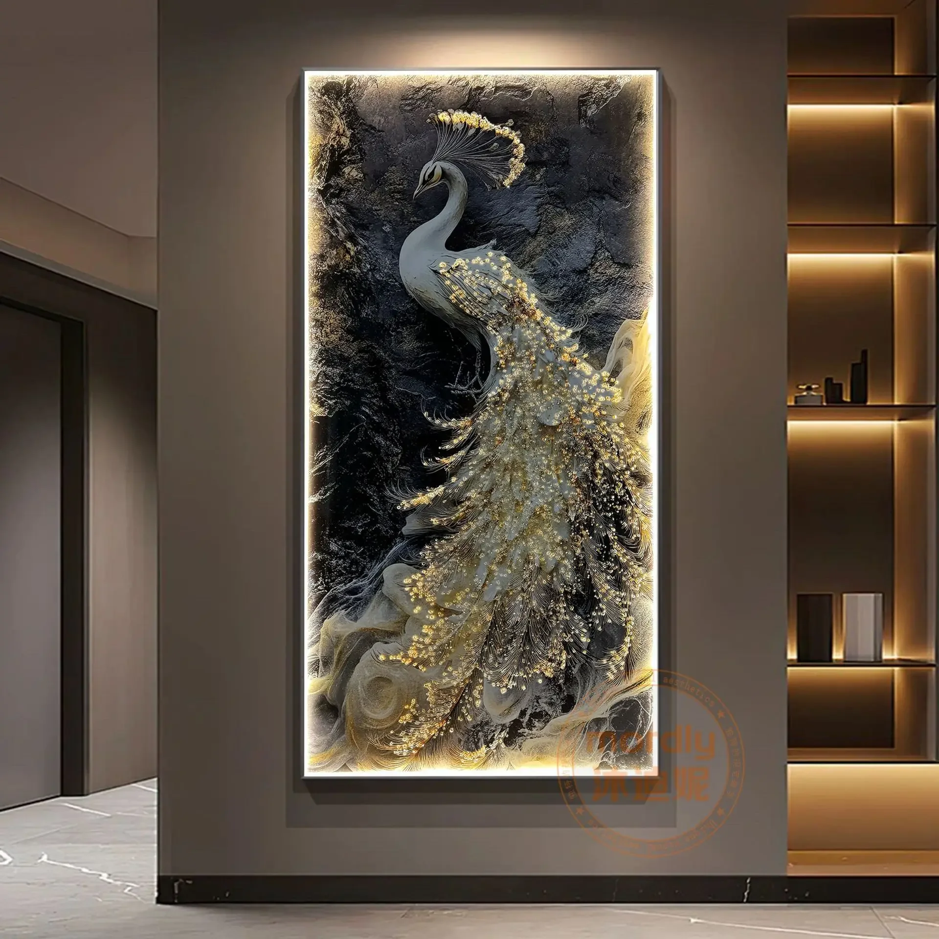 Decorative painting facing the door led light new light luxury high sense hanging painting