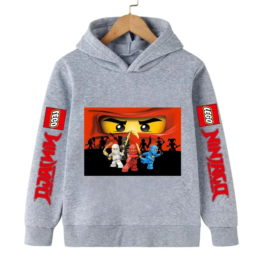 New Spring Cartoon Lego Phantom Ninja Kid Hooded Hoodies Casual Sports Pullover Sweatshirt 3-13Y Children Baby Girls Boy Clothes