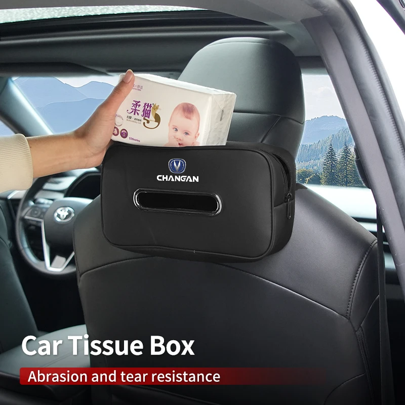 

Car Leather Tissue Bag Seat Back Paper Towel Box Auto Interior Accessories For Changan CS75 CS35 CS15 CS95 RAETON CX70 CS55