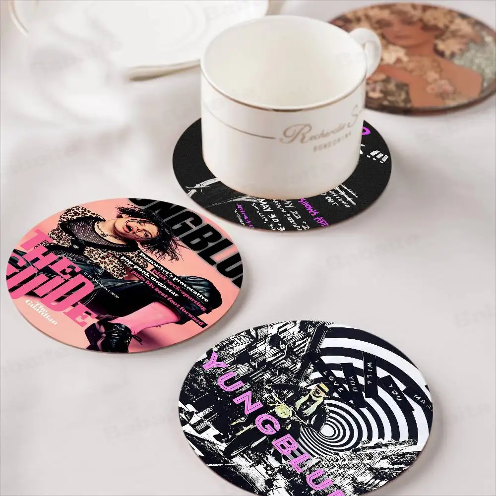 

Yungblud Singer Natural Wood Coaster Creative Cartoon Absorbent Cushion Coffee Mug Bowl Cushion Insulation Cushion