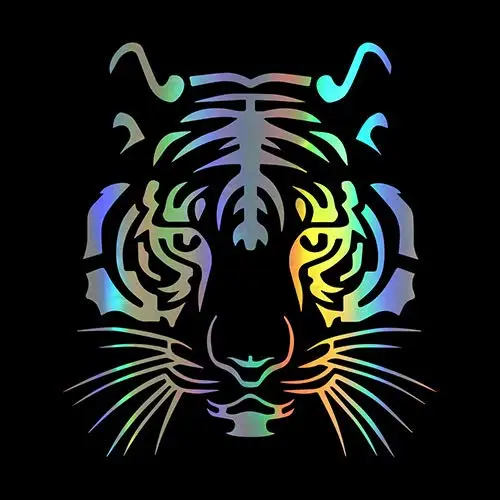 

Colorful Tiger Head Car-styling Motorcycle Vinyl Decal Colorful Car Sticker Laser Paper Stickers 11.5x12.6CM Support Wholesale