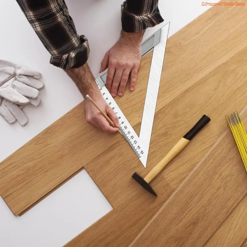 150mm/200mm/300mm Triangles Square Ruler Stainless Steel Right Angled Woodworking Tool Measurement for Engineers W91B