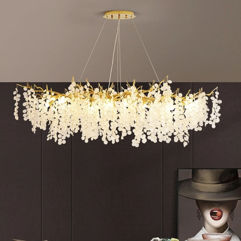 

New crystal chandelier for living room bar luxury branch French villa decorative chandelier island lighting