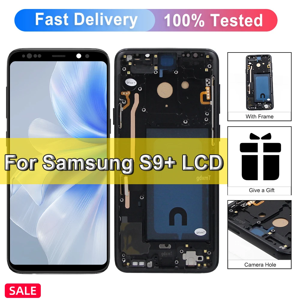 Hochwertiges TFT für Samsung Galaxy S9 Plus G965 G965F LCD-Display mit Touchscreen mit Rahmen, für Galaxy S9+ Display-Ersatz