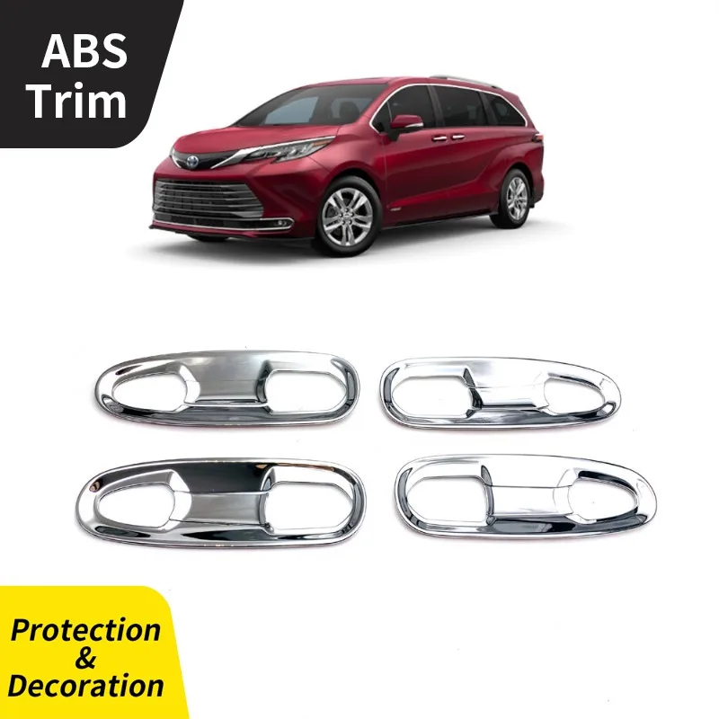 8 Pcs ABS Door Handle Decorative Stickers Suitable for Toyota 21 22 Senna Modify The Electroplated Bright Frame of The Door Bowl