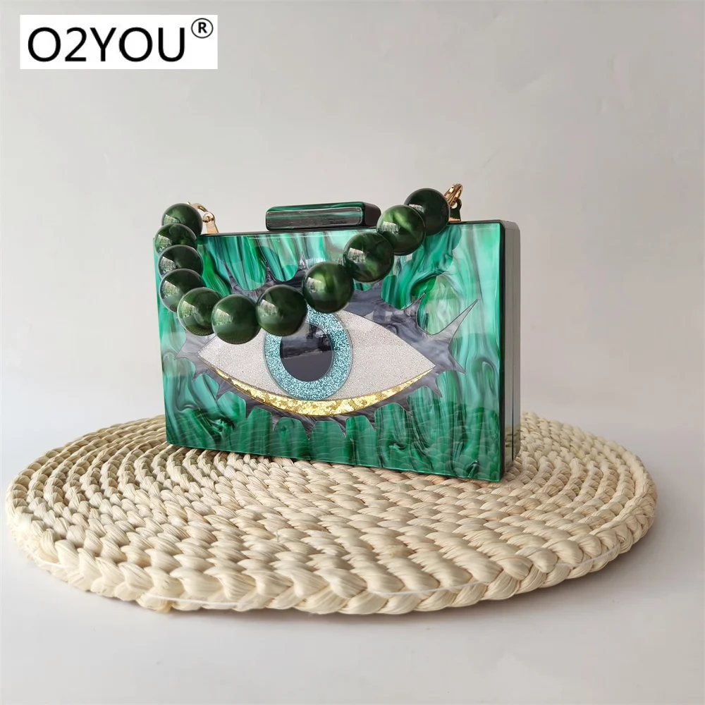 Green Marble Striped Patchwork Women Acrylic Day Clutch Wedding Bridal Handbags Small Evening Bags Party Birthday Cocktail Purse