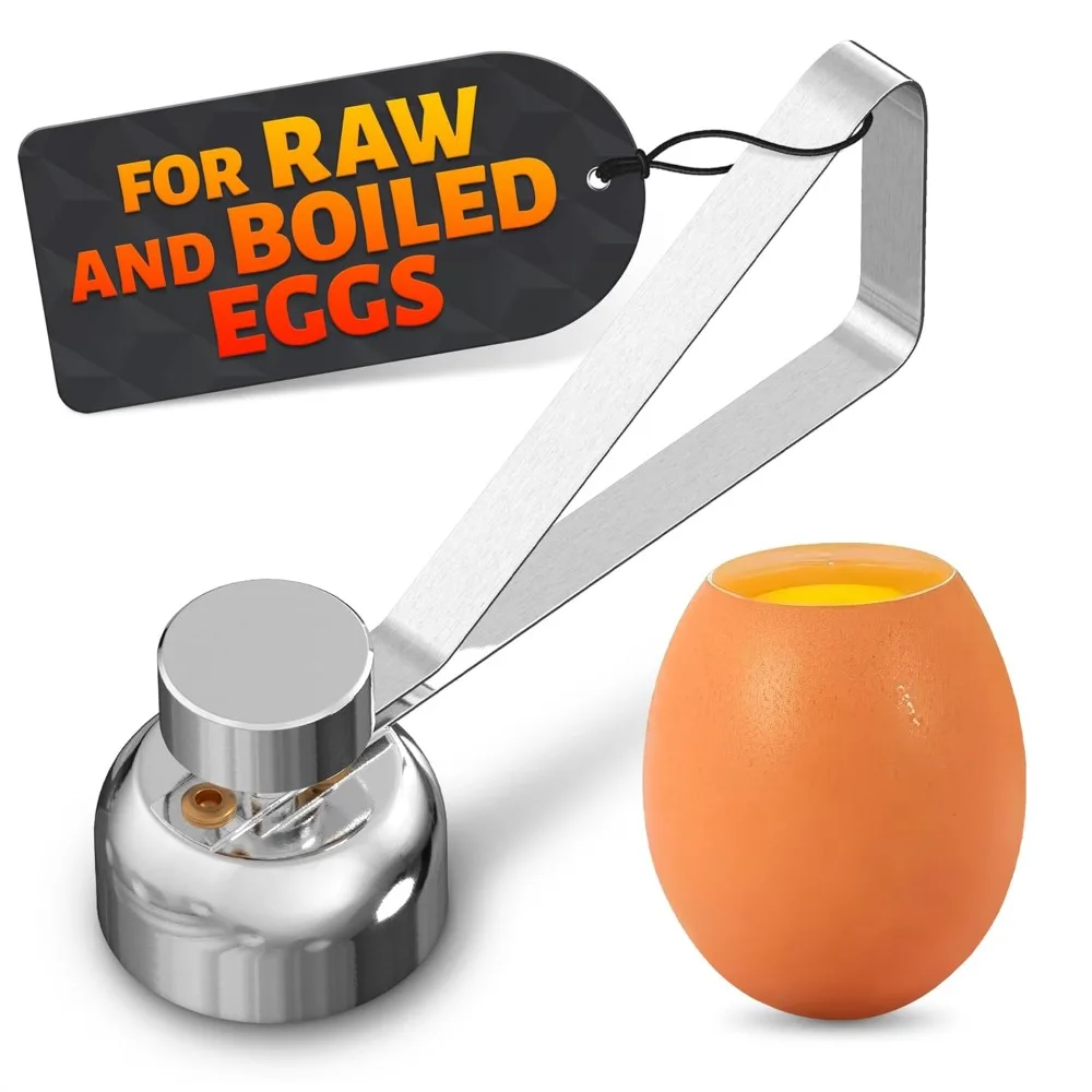 

Egg Cracker Tool for Raw Eggs - Stainless Steel Egg Shell Opener Tool with Ergonomic Design, Adjustable Effort, Durable Build -