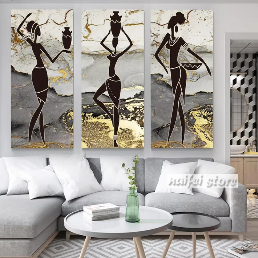 African Women Art Diamond Painting African Girl Full Diamond Mosaic Wall Art Ethnic Style Large Size