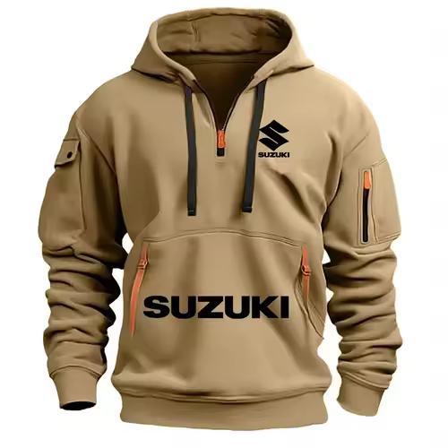 Suzuki new 2025 autumn and winter men's sweatshirt hoodie outdoor street sports casual brand print hoodie half zip sweatshirt - Image 7