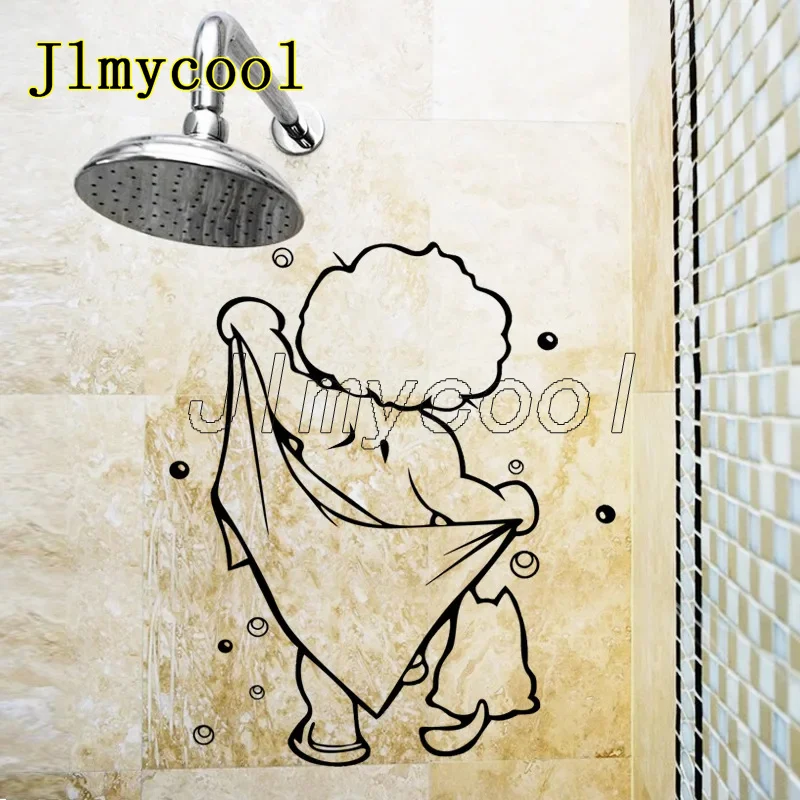 

Shower Glass Door Stickers Kids Bathing Wall Stickers Cute Waterproof Removable for baby Bathroom Decor Stickers Wall Art Decals