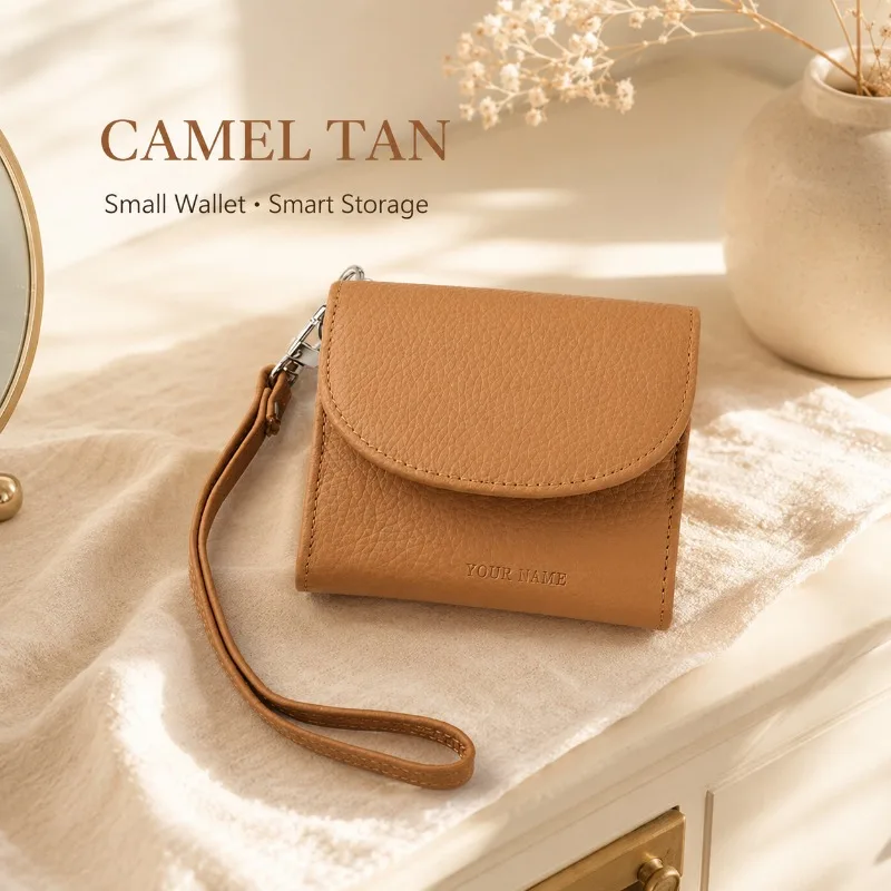Vintage Genuine Leather Mini Wallet Women Full Grain Cowhide Coin Purse Card Holder ID Case Small Bag Personalized Engraving