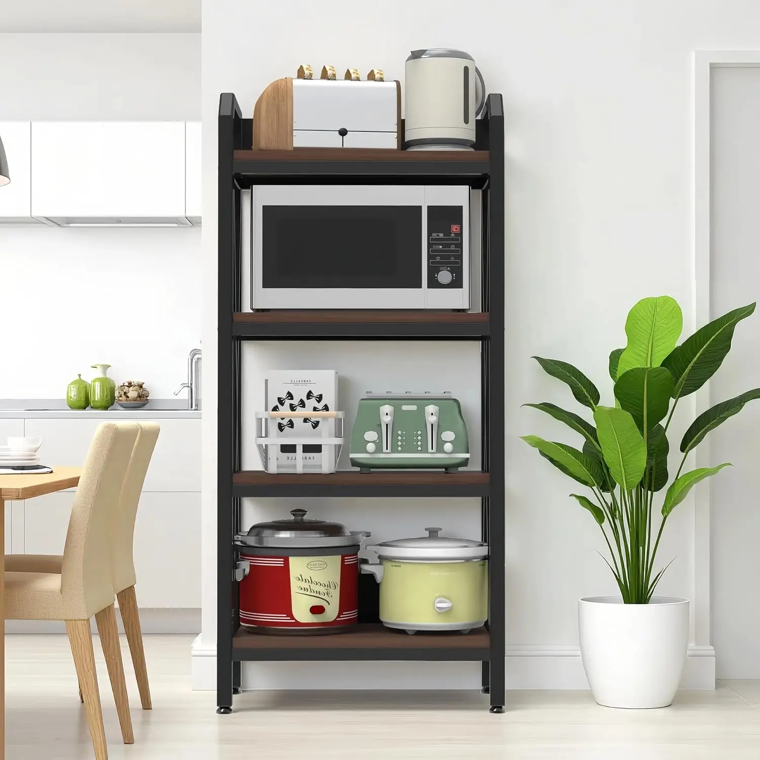 4 Tier Kitchen Pantry Storage Shelves Metal Bakers Rack Adjustable Shelf Multi Purpose Steel Shelving Unit Outdoor Bedroom Livin