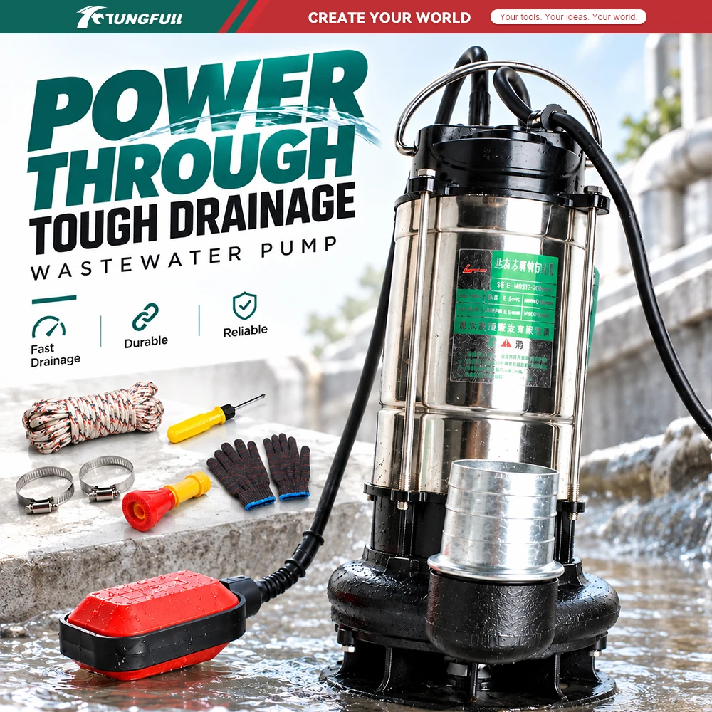 Submersible Water Pump 220V Stainless Steel Auto Float Switch High Head Drain Pump For Pond Basement Sewage