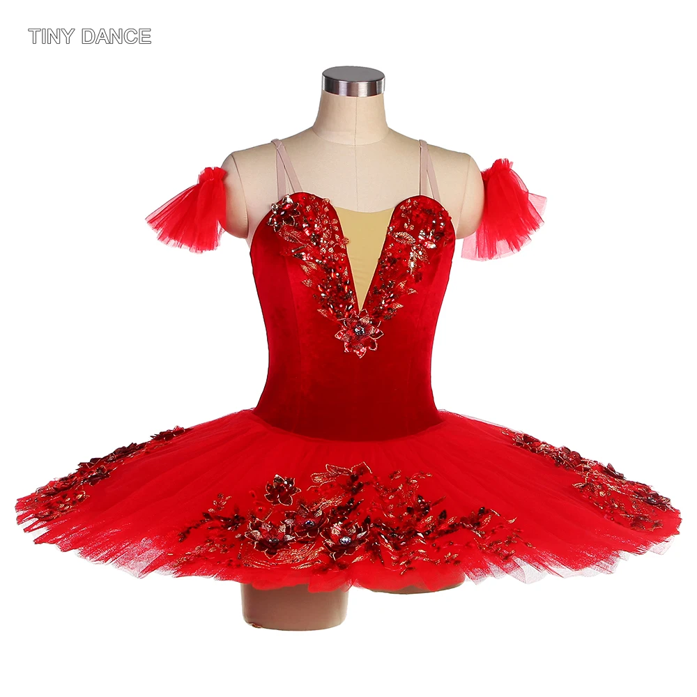 

Red Classical Ballet Dance Dress Pancake Tutus with 7 Layers of Stiff Tulle Ballerina Costume for Solo Dance Pleate Tutu BLL026