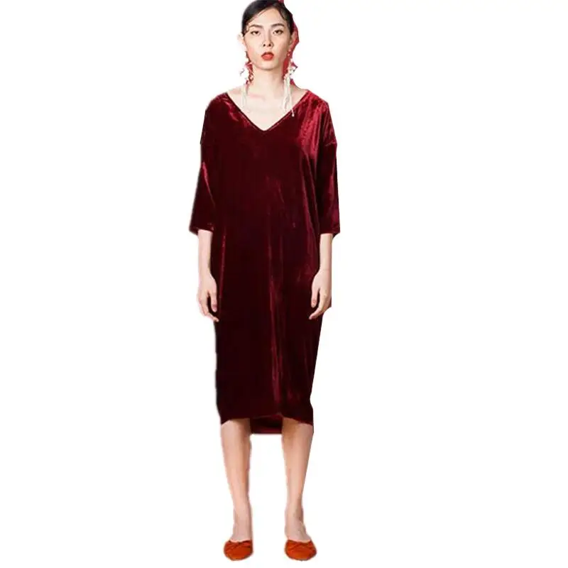 

2024 Autumn And Winter New Loose Women Dresses Velvet Cloak Cloak Plain Dress Female Vestidos feminino senior summer party dress