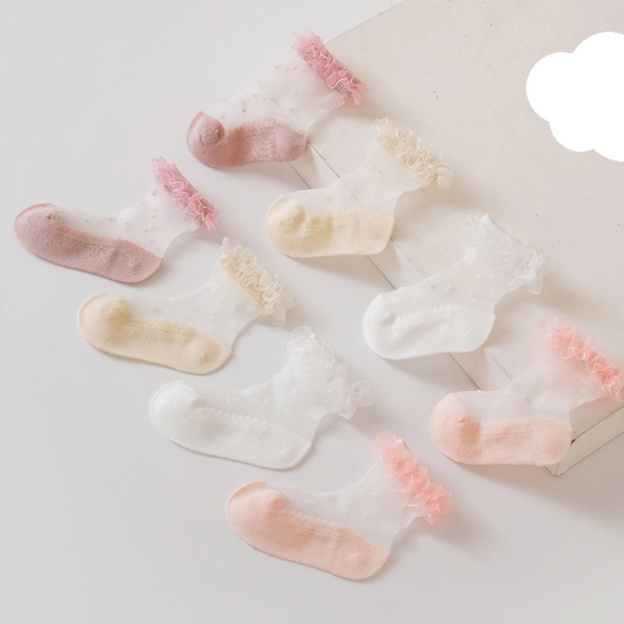 

Summer Ice-Silk Baby Socks Snag-Resistant Lace Sock Princess Crystal Socks Lightweight Breathable Infants Mesh Socks 0-3Year