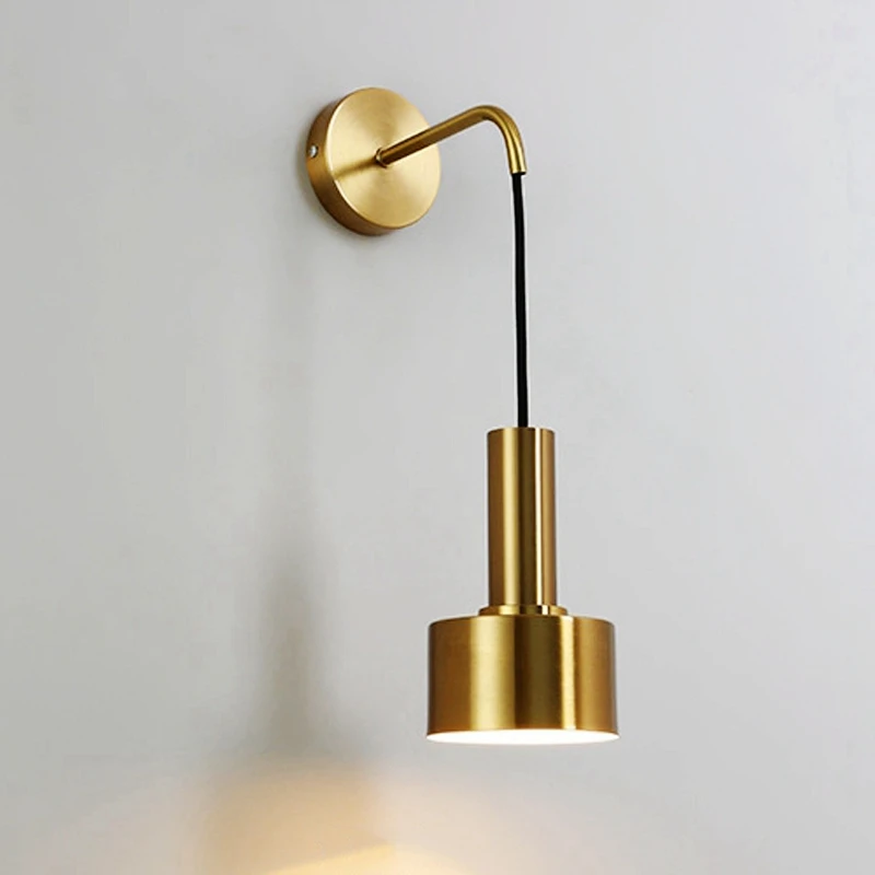 Creative Nordic Pendant Wall Lamp Postmodern Bedside E27 Lamp Head Wall Lamp Black/Gold Bedroom Bedside Wall Light