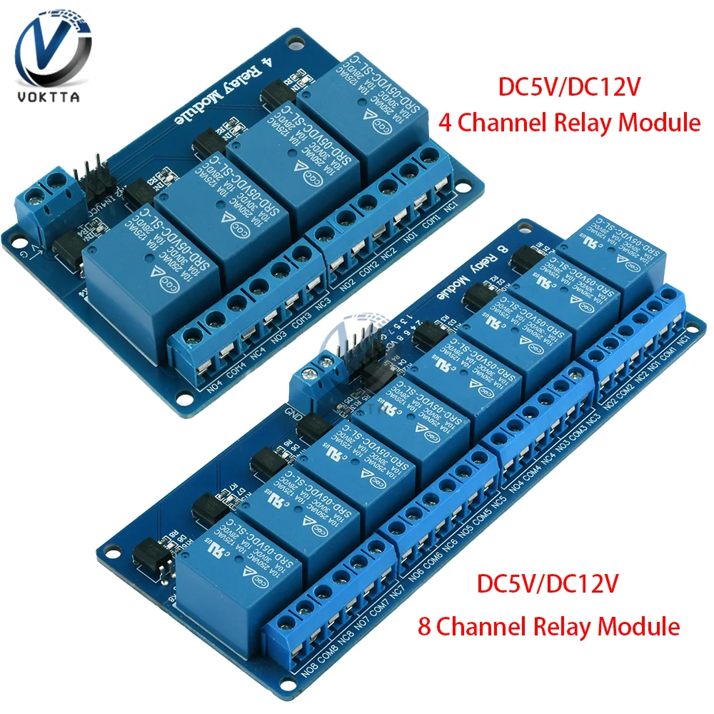 Релейный модуль DC5/12 В, 4/8 каналов, высокоуровневый триггерный релейный модуль с изоляцией оптрона, умное дистанционное управление