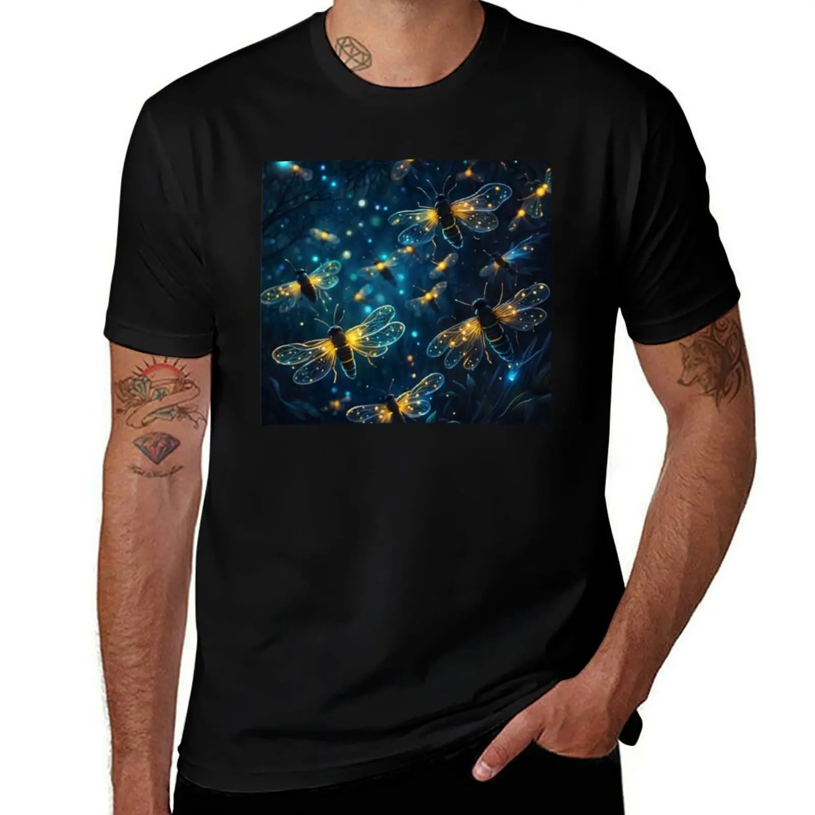 Glowing Fireflies Symphony T-Shirt Sweat Resistant Workout Tee Shirt T-Shirt