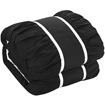 CS2119-AN Cheryl 10 Piece Comforter Complete Bag Pleated Ruched Ruffled Bedding with Sheet Set, King, Black