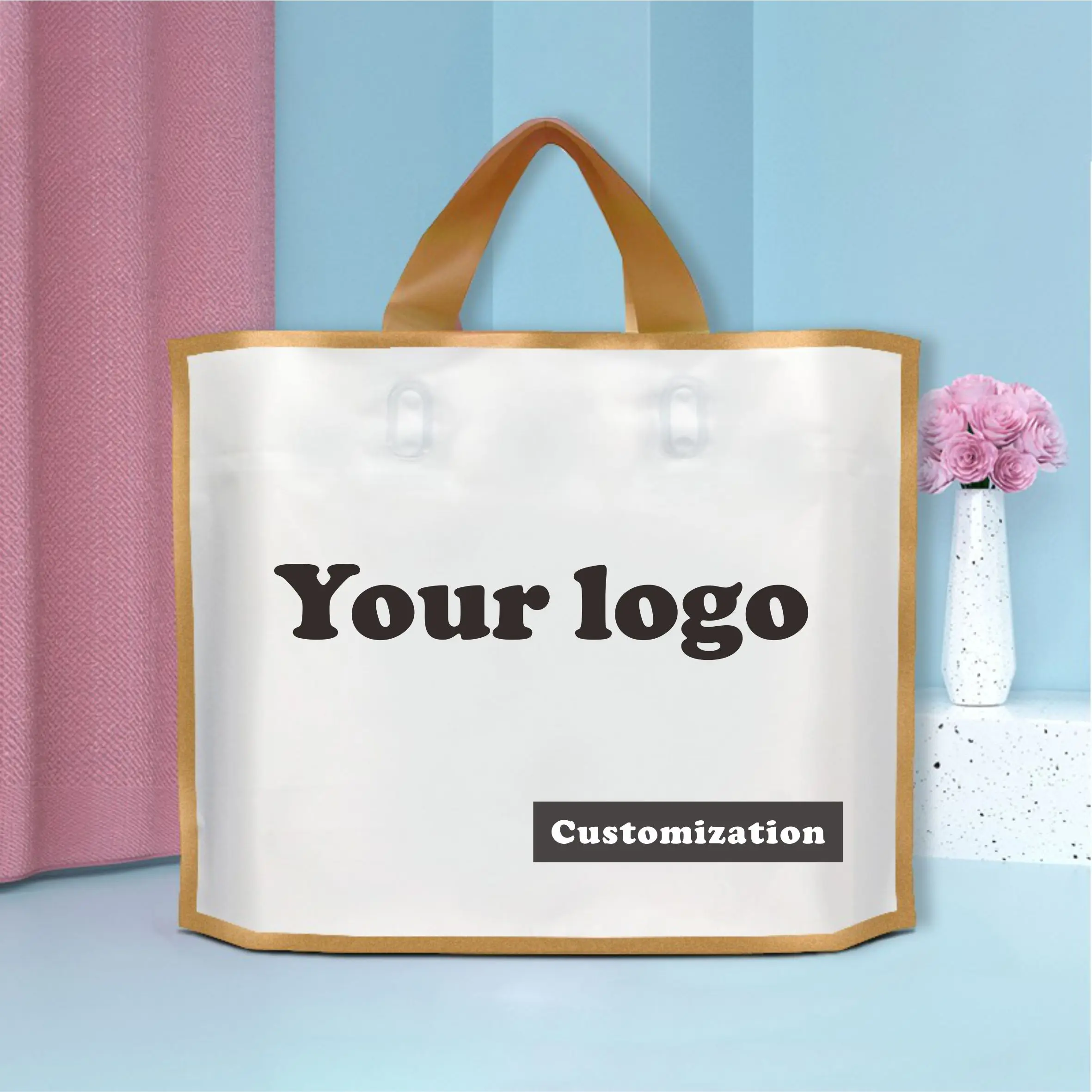 

Factory Custom Printing Logo Design LDPE/HDPE Handheld Plastic Bags Clothing Shopping Bags/Jewellery Packaging Bags 50pcs