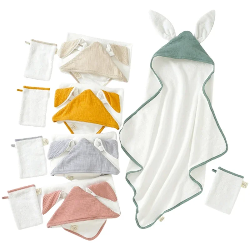 Serviette de bain à capuche pour bébé, 100% mousseline, coton biologique, nouveau-né, Everak, offre spéciale, haute qualité, vente en gros à l'usine