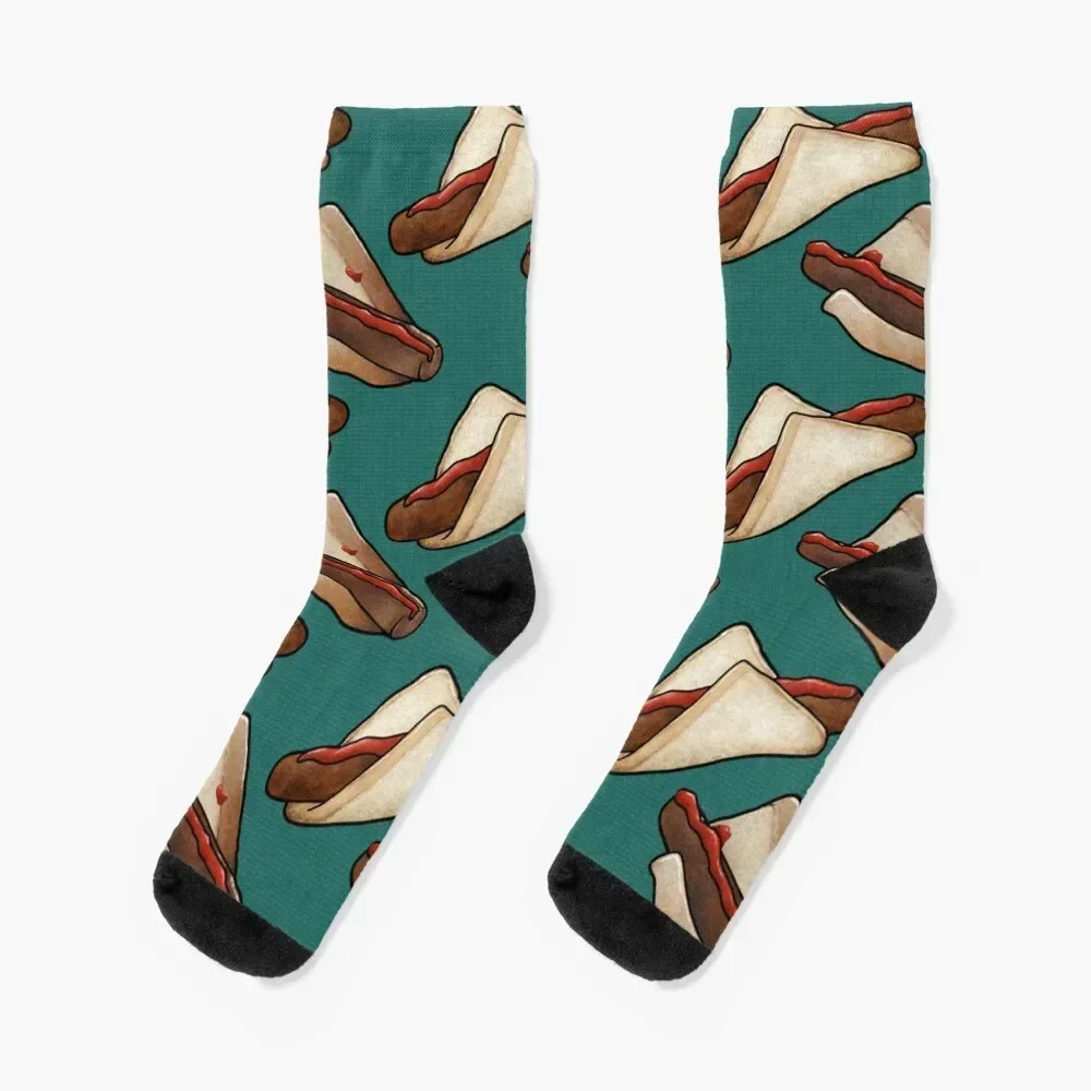 

Aussie BBQ Snag in Green, Large Socks christmass gift Children's cartoon Lots Socks Men's Women's