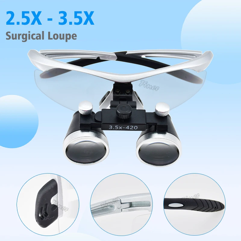 

Finer Dental Loupes 2.5X 3.5X Dental Magnifying Glass 320-420mm Surgical Loupes Ultralight Dental Ergonomical Loupe Dentistry