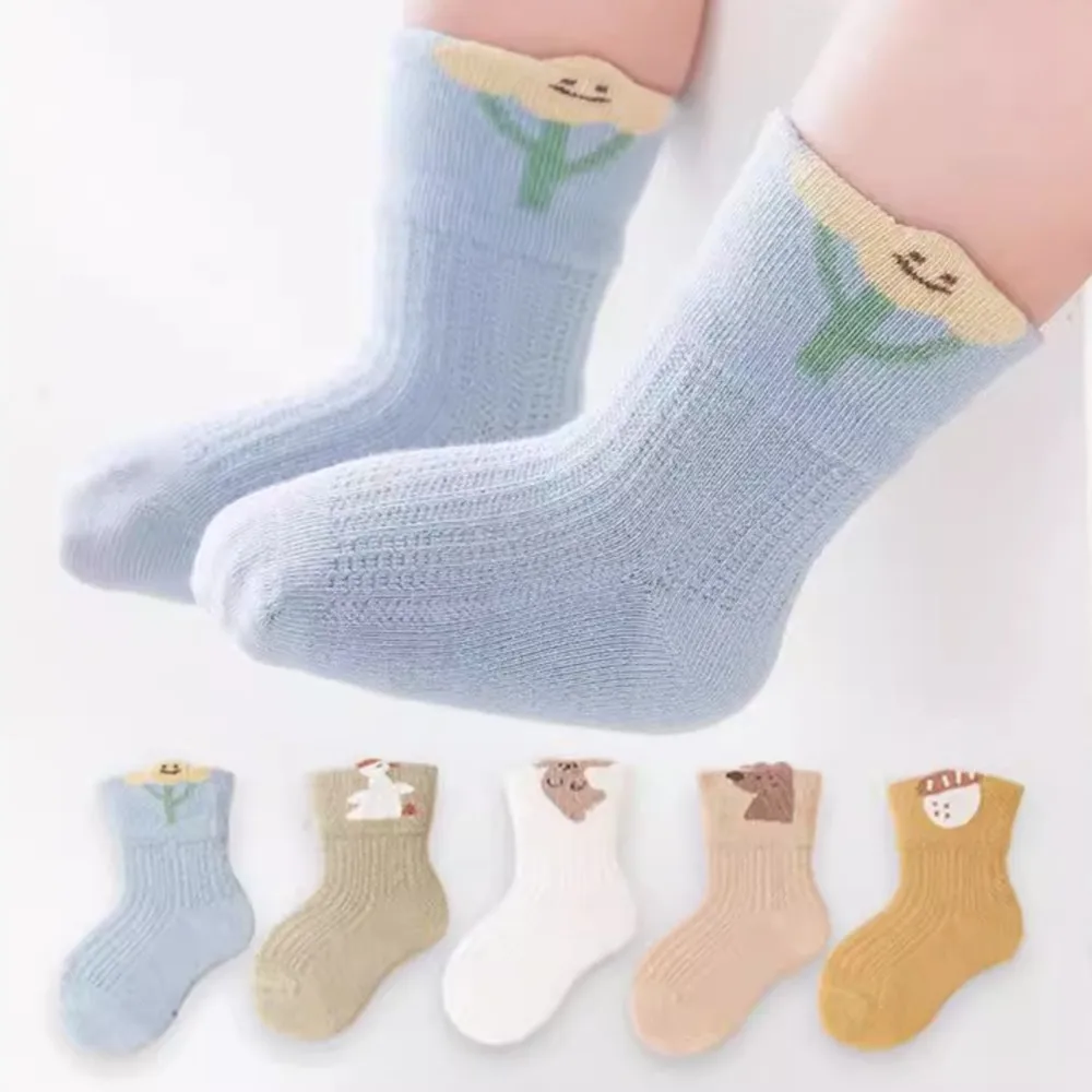 5baby socks newborn ultra-thin mesh breathable baby socks cartoon loose cotton socks toddler infantil sock baby accessories
