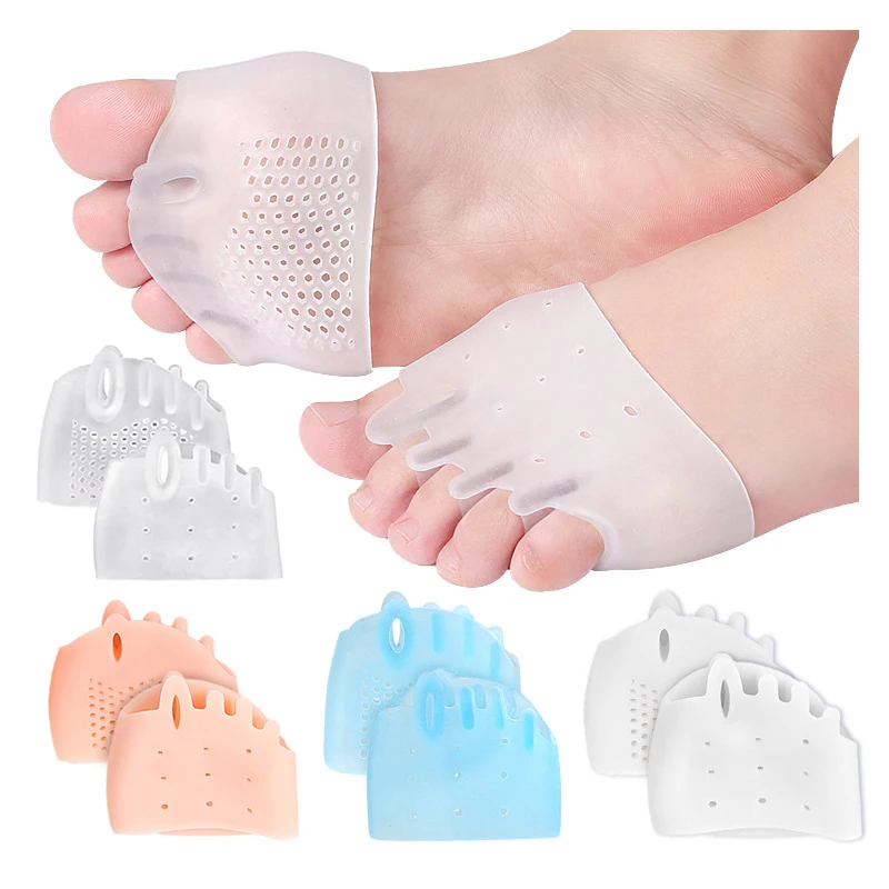 4 Pairs 5 Holes Front Cushion Bunion Footbeds Honeycomb Toe Separator Gel Pain Relief Insoles Calluses Blisters Prevention Corns