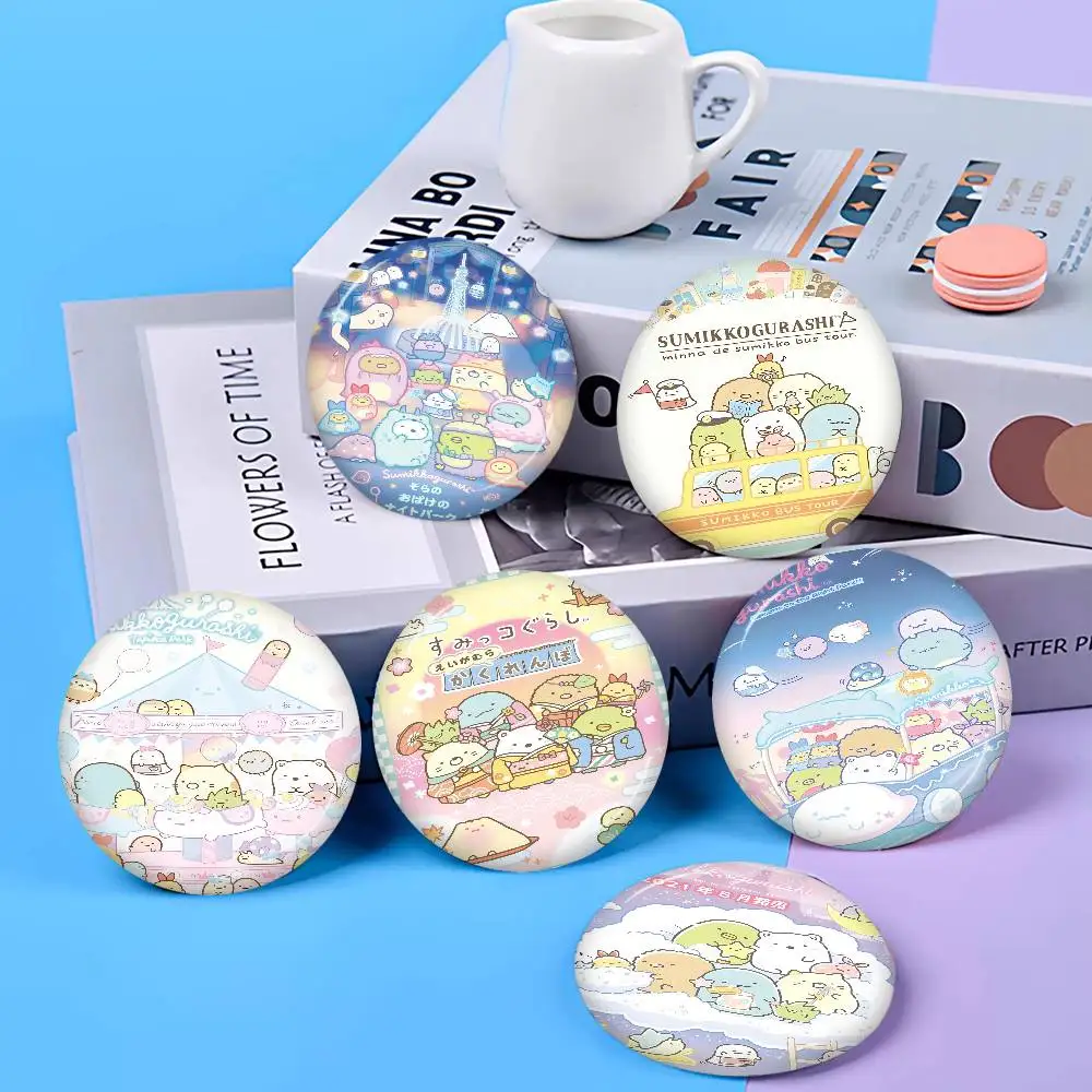 Japan Anime Sumikko Gurashi 58mm Cute Anime Figure Icon Badge Handmade Tinplate Brooch for Backpack Chest Ornament Gifts