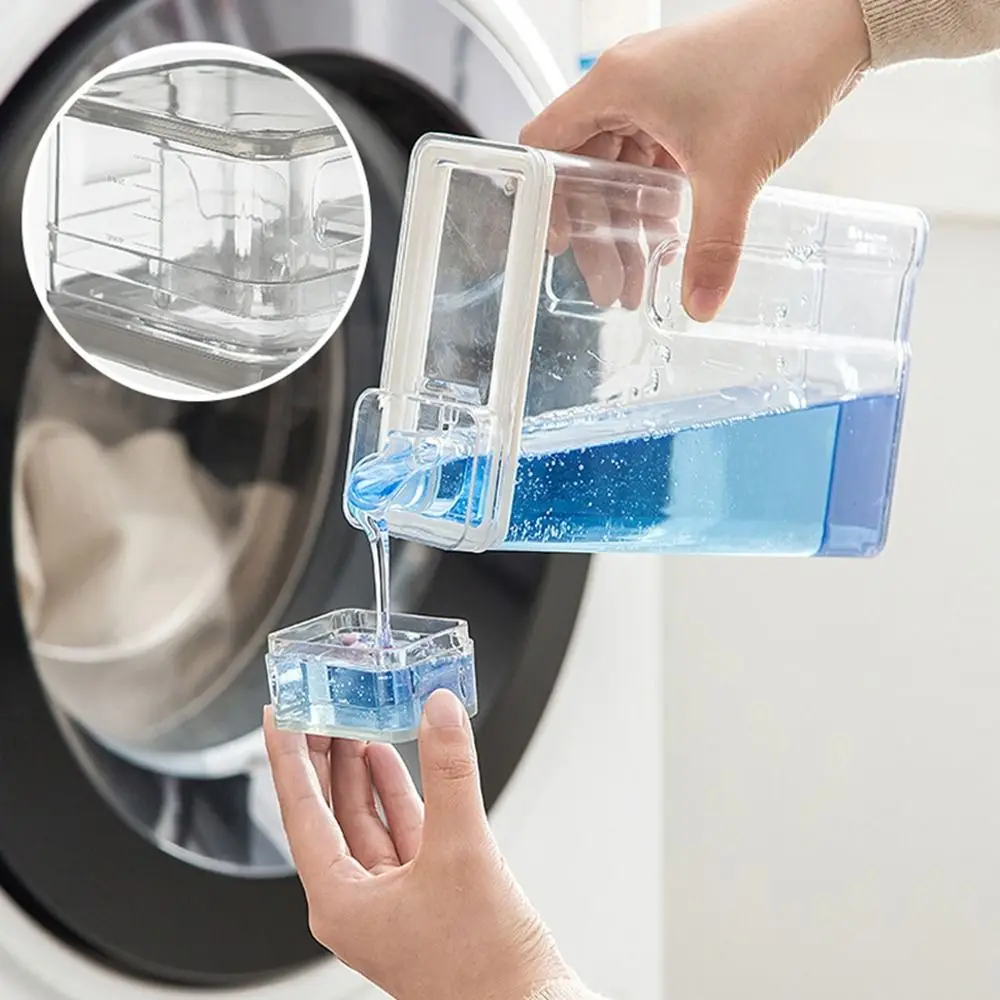 Transparent Laundry Detergent Bottle Large Capacity Sealed Laundry Powder Container Refillable with Cap Softener Storage Bottle