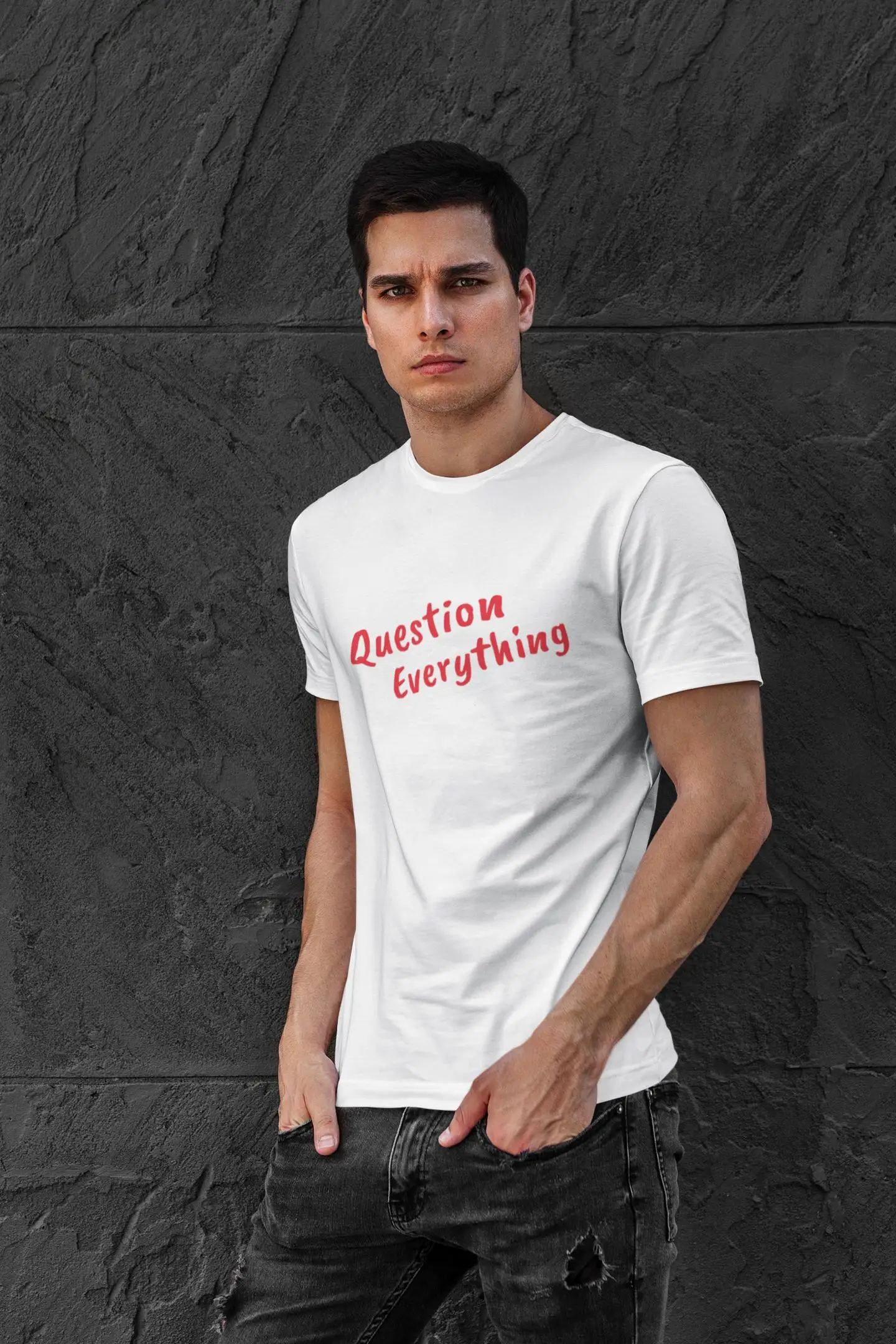 Summer Men's T-shirt, Fashionable Trend, Comfortable and Casual Question Everything Tee: Unisex Philosophy Shirt