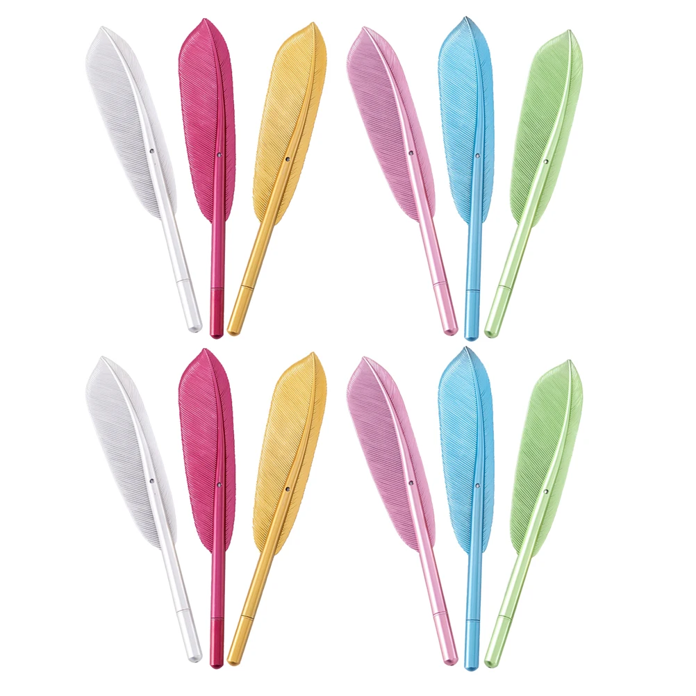 

12pcs Colorful Plume Shaped Refill Replaceable Gel Pens Smooth Writing Fine Tip Pens For Students Office Business