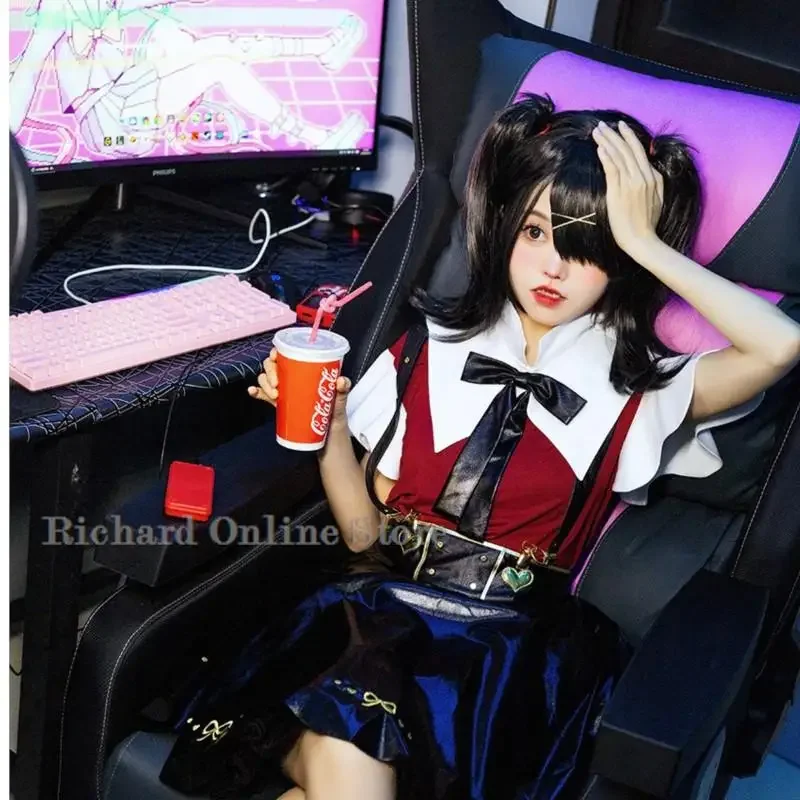 Disfraz de Cosplay de Game neered STREAMER oversoiry ame-chan para niñas, KAngel, Punk, gótico, Lolita, vestido negro, Halloween, Fantasía