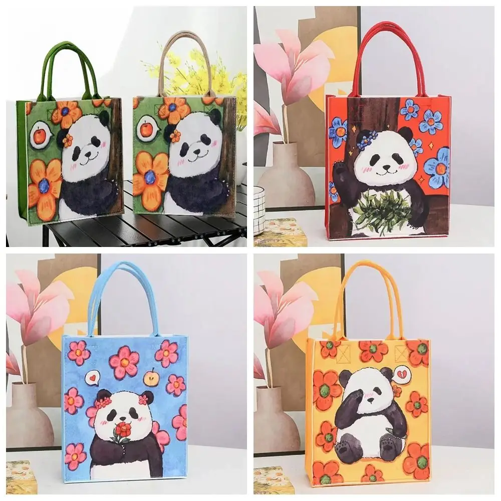 Portable Multicolor Handbag Cartton Panda Flower Thicken Tote Bag Gifts Daily Commutting Shoulder Bag Work