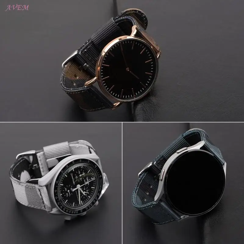 Camouflage Canvas Nylon Strap 18mm 20mm 22mm 24mm for Samsung Galaxy Watch 5 4 Active 2 Sport Smart Watch Band for Huawei GT 2/3