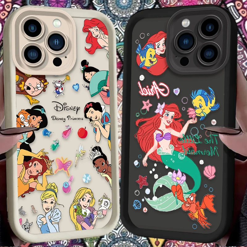 Disney Princess Phone Case for iPhone 15 14 13 12 11 Pro Max XS X XR 8 7 6 6S Plus SE 2020 Shockproof Liquid Soft Silicone Cover