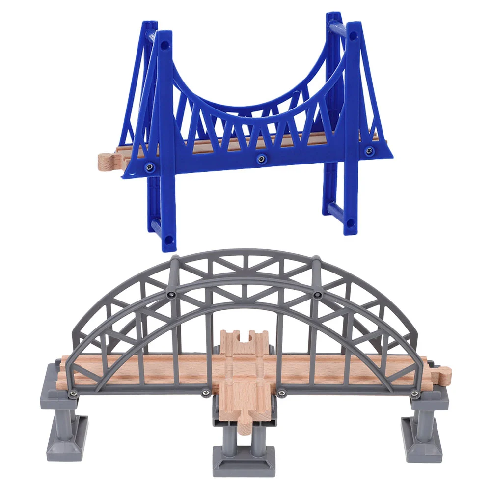 2 Pcs Track Accessories Toys Assembled Model Kit Suspension Bridge Trains Decorative Scene Playing