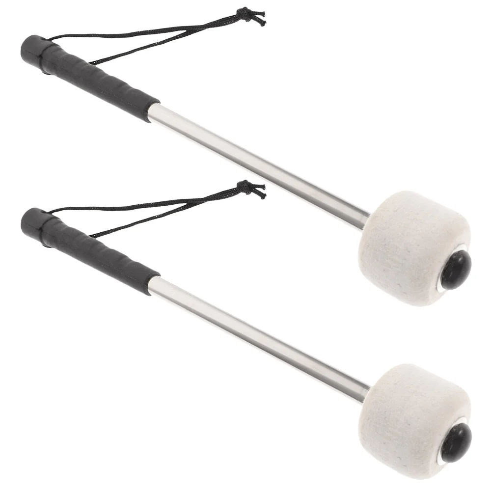 

2Pcs Professional Felt Head Bass Drum Mallets Stainless Steel Handle Percussion Instrument Sticks Bass Drum Mallet