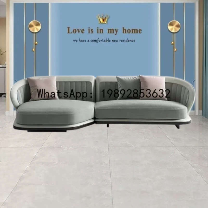 XL Modern Curved Sofa Light Luxury Irregular Large Apartment Matte Velvet Living Room Reception Model Room