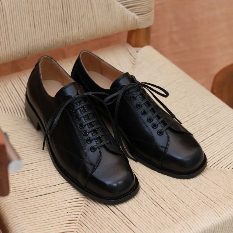 

Men Derby Shoes Genuine Leather Retro Versatile Casual Bowling Shoes Business Men Shoes