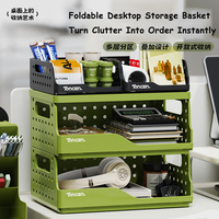 Foldable Plastic Desktop Desk Organizer Minimalist Hook Pen Holder Office File Storage Rack Bookshelf Storage