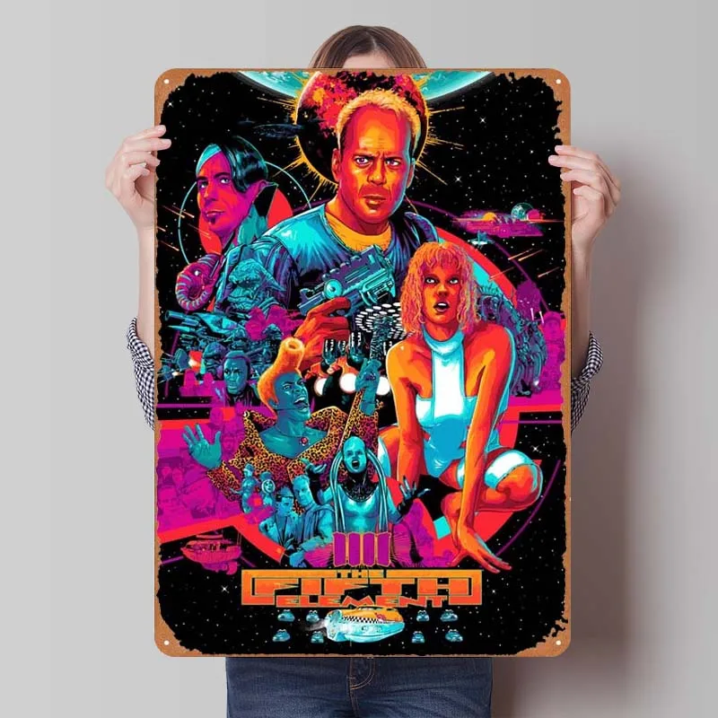 The Fifth Element Tinplate Sign Classic Movie Poster Outdoor Decors Vintage Metal Sign for Wall Art Decoration Club America Home