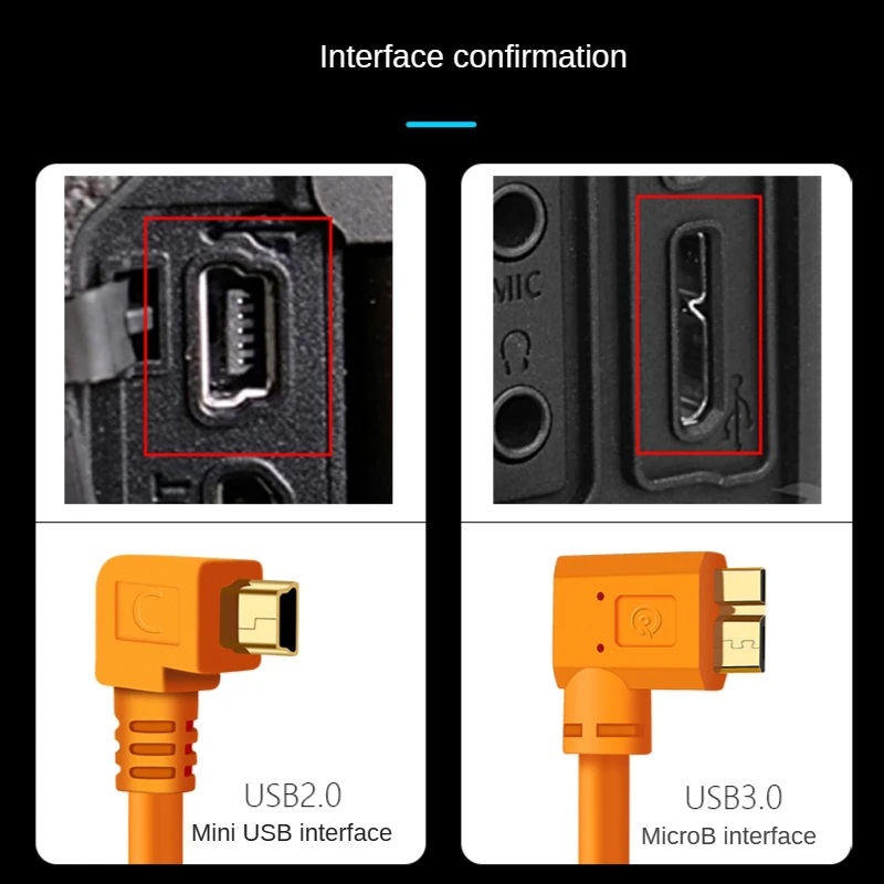 USB2.0 to Mini /USB3.0 to Micro B Camera Angled cable 3m/ 5m/ 8m/ 10m For Canon 5d4 1DX2 5DS 5DSR Nikon D5 D800 D810A/E D850