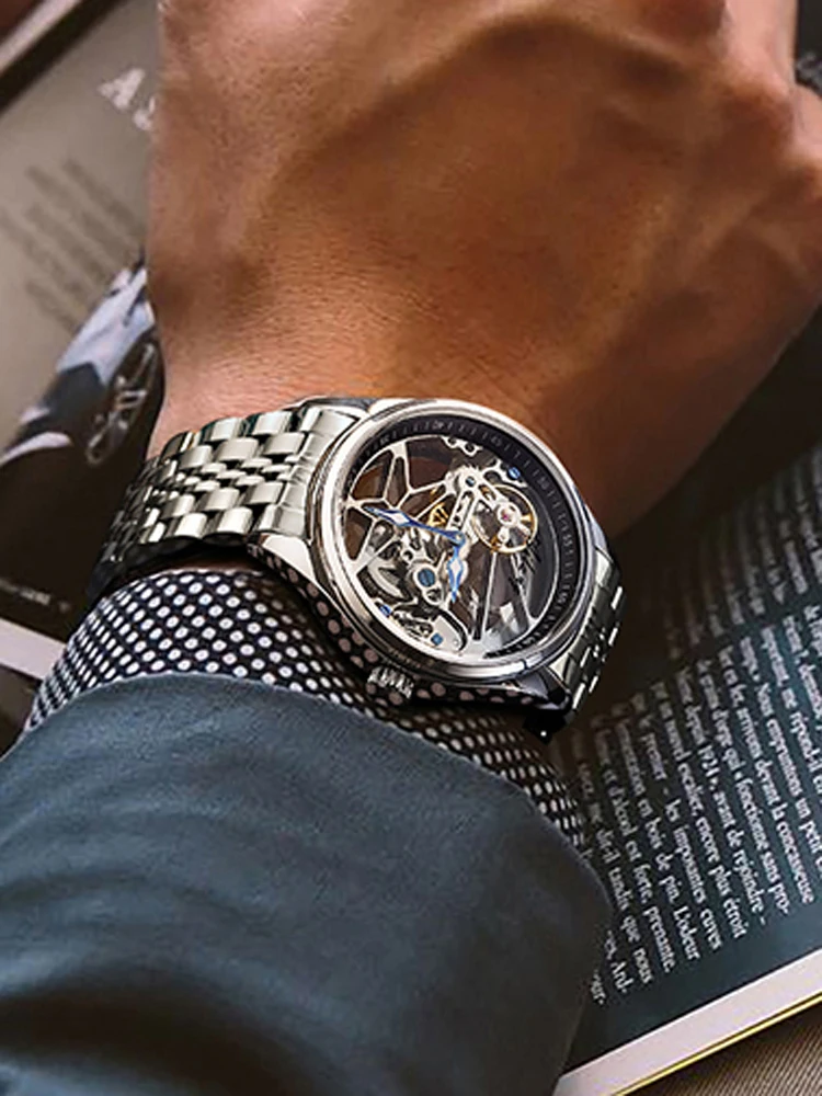 Imagem -04 - Ailang Luxo Relógio de Negócios Masculino Relógios Automáticos para Homens Esqueleto Oco Tourbillon Relógio de Pulso à Prova Impermeável Água Relógio Masculino