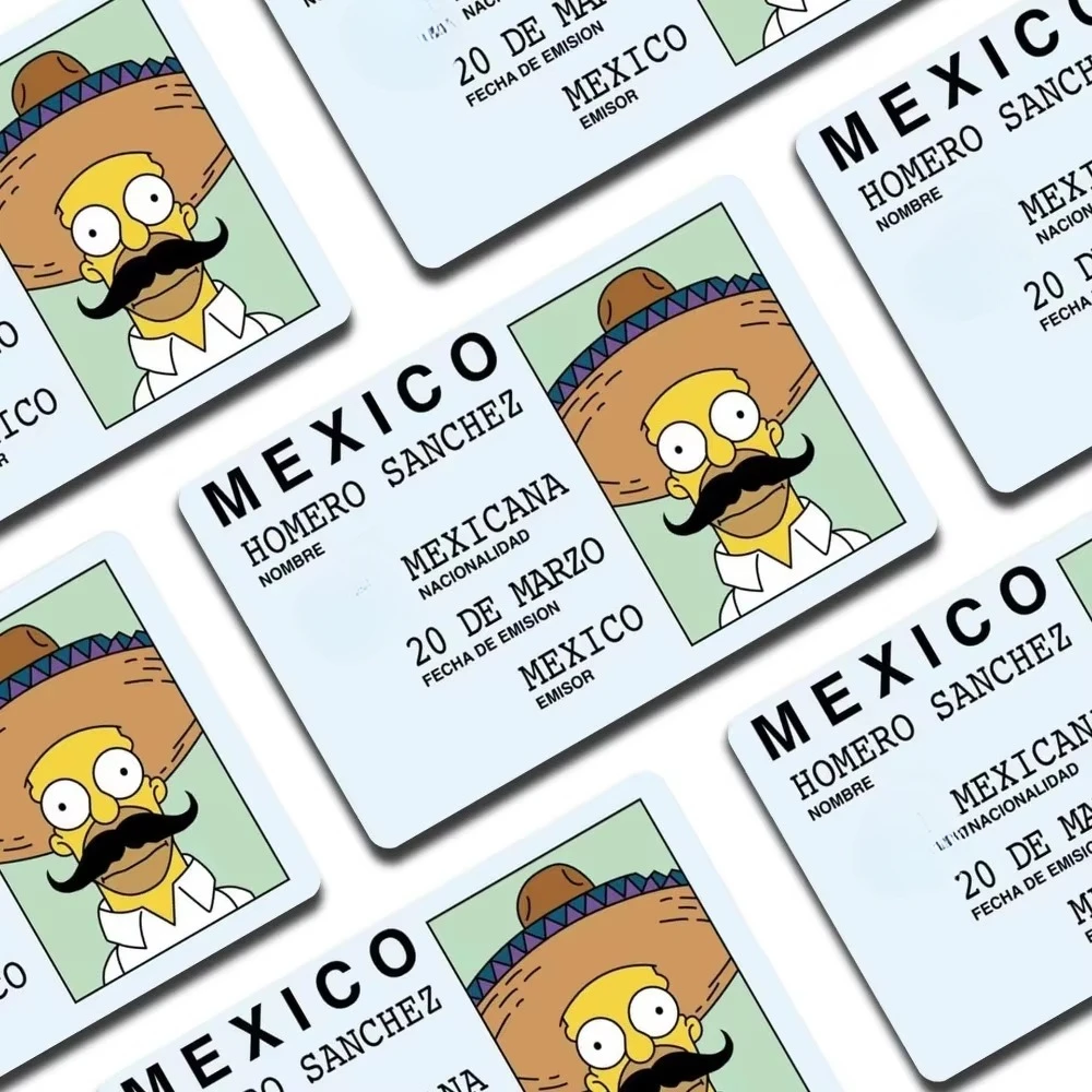 Fashion Matte Sticker HOMERO SANCHE Mexican Express with Anime Characters Debit Card Sticker for Bank Credit Debit Card Gifts