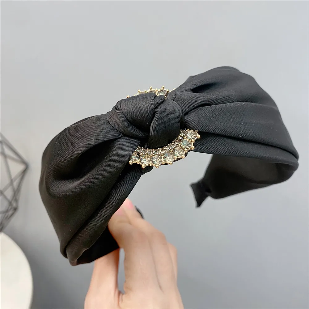 Fabric Satin Band Hairband for Women Girl Hair Scarf Korea Rhinestones Headbands Knot Headband for Women Fashion Accessories